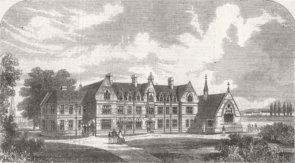LONDON. The Godolphin School, Hammersmith 1862 old antique print picture